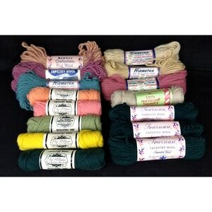 Vintage Tapestry Yarn Elsa Williams Bernat Bucilla Pure Wool 15 Skeins 40 Yds Ea